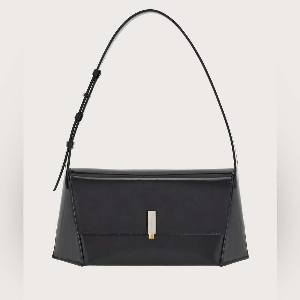 Salvatore Ferragamo Prisma Leather Handbag Top Handle Bag Black “Store Display”
